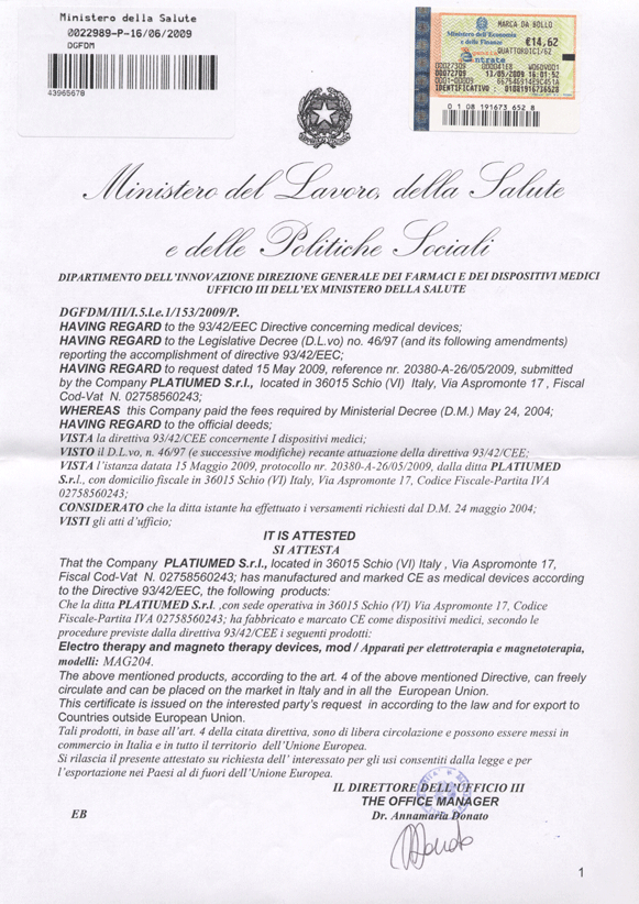 Certificato MAG204