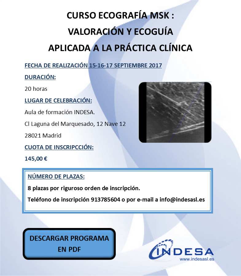 Curso Ecografía MSK 15 16 17 Septiembre 2017